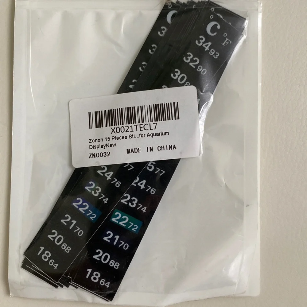 6/$20 Zonon 15-Pc stick-on Digital LCD Thermometer Adhesive Strip for Fish Tank